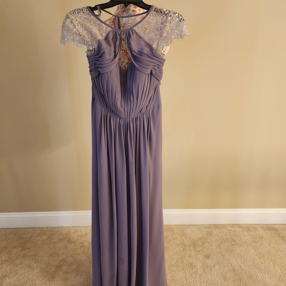 Elegant Lavender Evening Gown with Silver Accents
